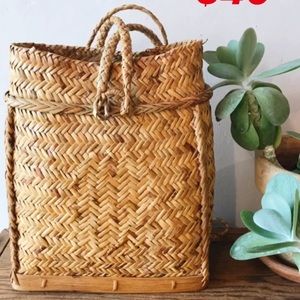 Woven basket mini backpack